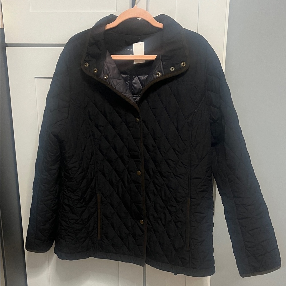 Lands' End Black Quilted Puffer Jacket